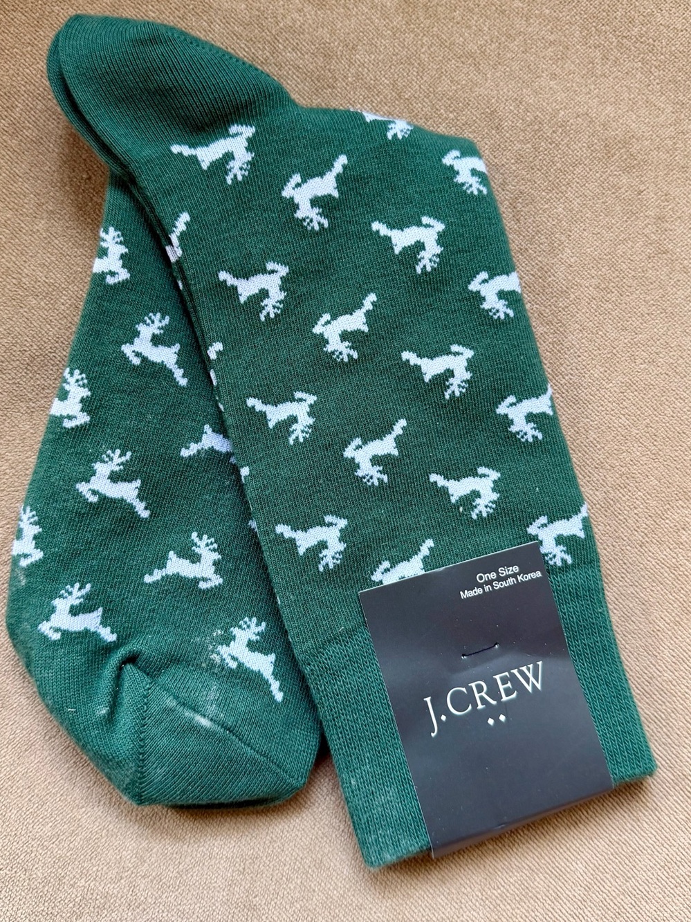 J.Crew Men’s Green Reindeer Socks